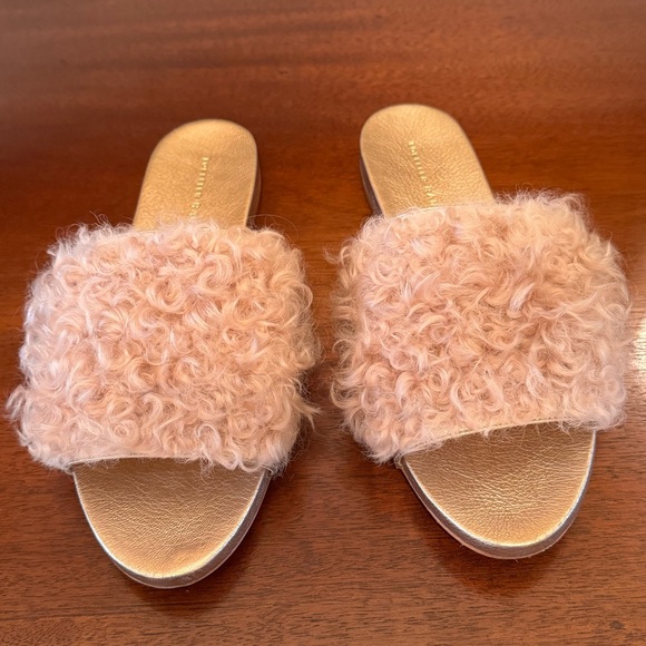 Loeffler Randall Domino Shearling Sheep Fur Slide Sandal - Pink / Rose Gold - Picture 6 of 16